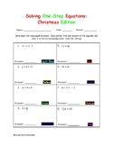 Christmas One-Step Equations Color by Numbers