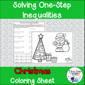 Preview of Christmas One-Step Inequalities Math Coloring Sheet
