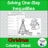 Christmas One-Step Inequalities Math Coloring Sheet