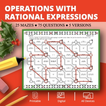 Preview of Christmas: Operations with Rational Expressions Maze Activity