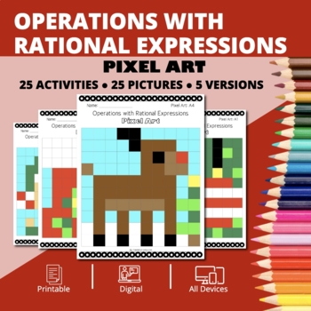 Preview of Christmas: Operations with Rational Expressions Pixel Art Activity