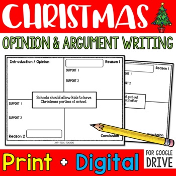 Preview of Christmas Opinion Writing Prompts and Organizers