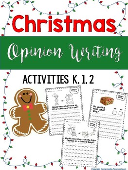 Christmas Opinion Writing Prompts Worksheets Kindergarten 1st 2nd Grade