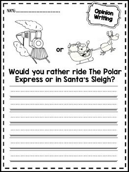 christmas opinion writing prompts worksheets kindergarten 1st 2nd grade