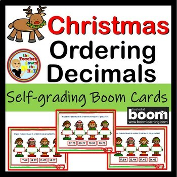 Preview of Christmas Ordering Decimals Boom Cards I Self-grading Decimal Activity