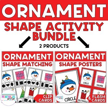 Preview of Christmas Ornament 2D Shape Activity Bundle | Preschool Math Activity