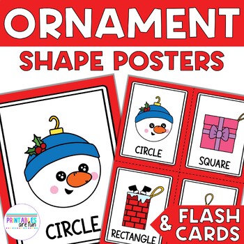 Preview of Christmas Ornament 2D Shape Posters and Flash Cards | Preschool Math Activity