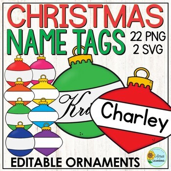 Preview of Christmas Ornament Clipart | Printable Holiday Name Tags