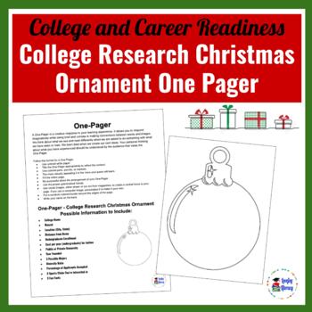 Preview of Christmas Ornament College Research One Pager for the avid learner