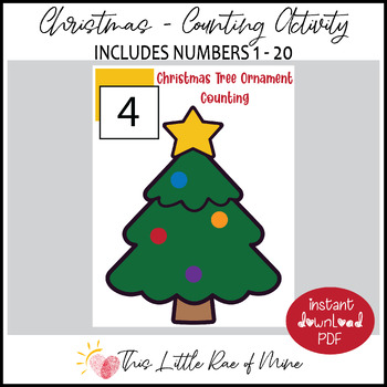 Preview of Christmas Ornament Counting - numbers 1-20 - Christmas - tree - printable - math