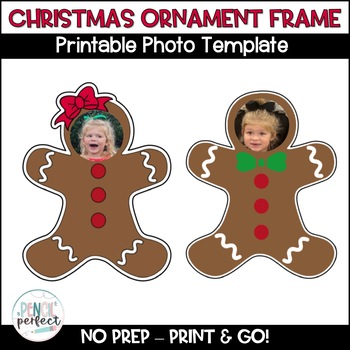 Preview of Christmas Ornament Craft Photo Template Printable Gingerbread Man