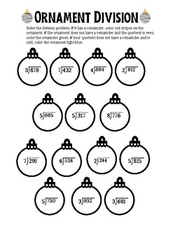 Christmas Ornament Division- 3 Digit Dividend by 1 Digit Divisor ...