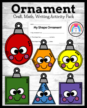 Preview of Christmas Ornament Shape Craft, Math Activity for Kindergarten Holidays