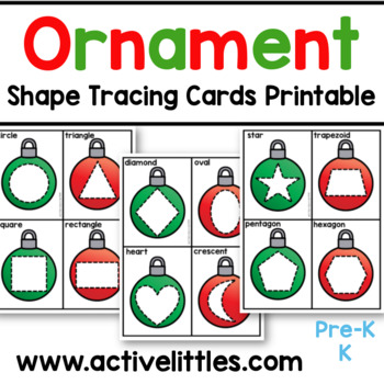 Preview of Christmas Ornament Shape Tracing Cards Preschool Printable