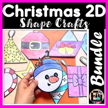 Preview of Christmas Ornament crafts 2D shape Activity bundle | Christmas Shape Craftivity