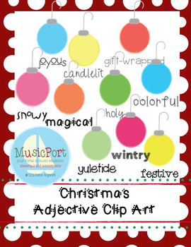 Preview of Christmas Ornaments Adjectives Clip Art