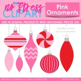 Christmas Ornaments Clip Art Pink Peppermint (Digital Use Ok!)