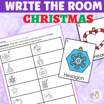 Preview of Christmas Ornaments Write the Room Shapes