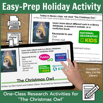 Preview of Christmas Owl | One-Class Research Activities & Read-aloud Lesson