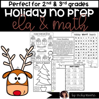 Preview of No Prep Christmas worksheets | 2nd and 3rd grade