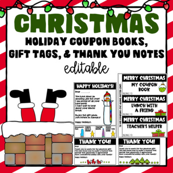 Preview of EDITABLE Christmas Coupon Book -Gift Tags Student - Holiday Coupon Book