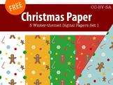 Christmas Paper 5 Winter-themed Digital Papers Set 1