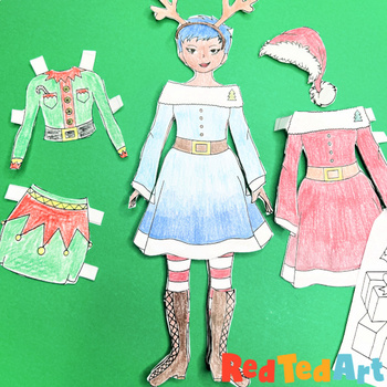 Fashion Cut Out Paper Dolls: Christmas Dress Up Party: Lucky
