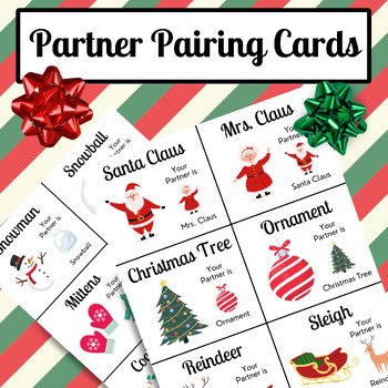 Preview of Christmas Partner Pairing Cards, Partner Matching, Christmas Activity, Holidays