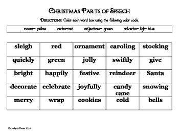 Christmas Parts of Speech by Cindy Huffman | Teachers Pay Teachers