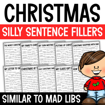 Preview of Christmas Parts of Speech | Christmas Silly Sentence Fillers | Christmas MadLibs