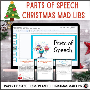Preview of Christmas Parts of Speech Google Slide Lesson with Mad Libs
