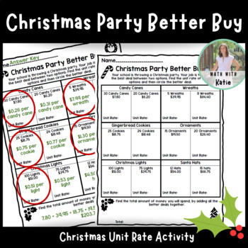 Preview of Christmas Party Better Buy | Christmas Unit Rate Activity