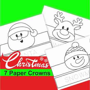 Preview of Christmas Party Hats Printable Christmas Paper Crowns Christmas Party Activities