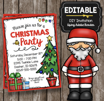 Preview of Christmas Party Invitation - EDITABLE