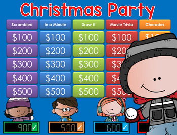 Preview of Christmas Party Jeopardy Style Game Show K-2nd Grade Distance Learning GC