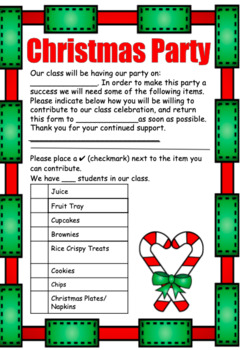 Preview of Christmas Party Letter