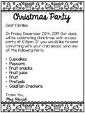 Christmas Party Letter--English/Spanish