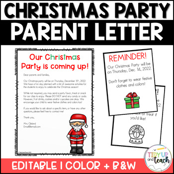 Preview of Christmas Party Letter for Parents
