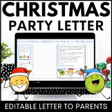 Christmas Party Letter to Parents Editable