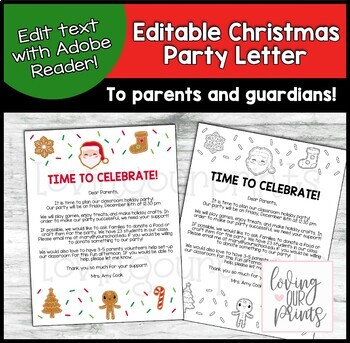 Preview of Christmas Party Letter to Parents, Editable Christmas Party Letter to Parents