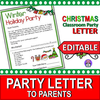 Preview of Christmas Party Letter to Parents | Editable Holiday Christmas Party Letter