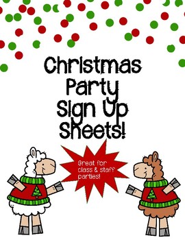 Christmas Party Sign Up Sheet by TravelingTeachingTanya  TPT