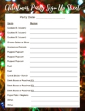 Christmas Party Sign Up Sheet