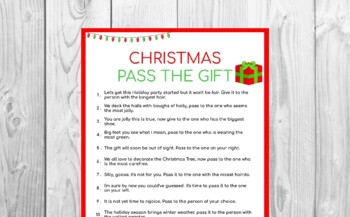 Preview of Christmas Pass the Gift Game Printable | Christmas Games | Family Games