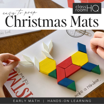 Preview of Christmas Pattern Block Spin and Cover Math Center