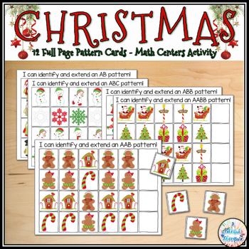Preview of Christmas Pattern Cards December Math Centers Activities {Printable and Digital}