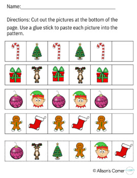 Christmas Pattern Cut and Paste by ALLISON'S CORNER | TpT