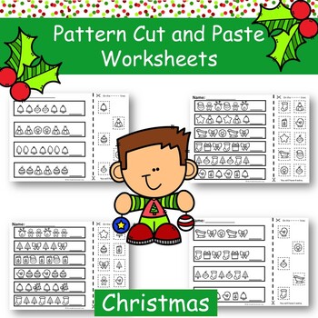 Christmas Pattern Cut and Paste Worksheets by The KinderConnection