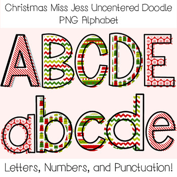 Preview of Christmas Patterns Alphabet Set | Alpha pack PNG Font | Bulletin Board Letters