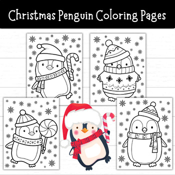 Preview of Christmas Penguin Coloring Pages